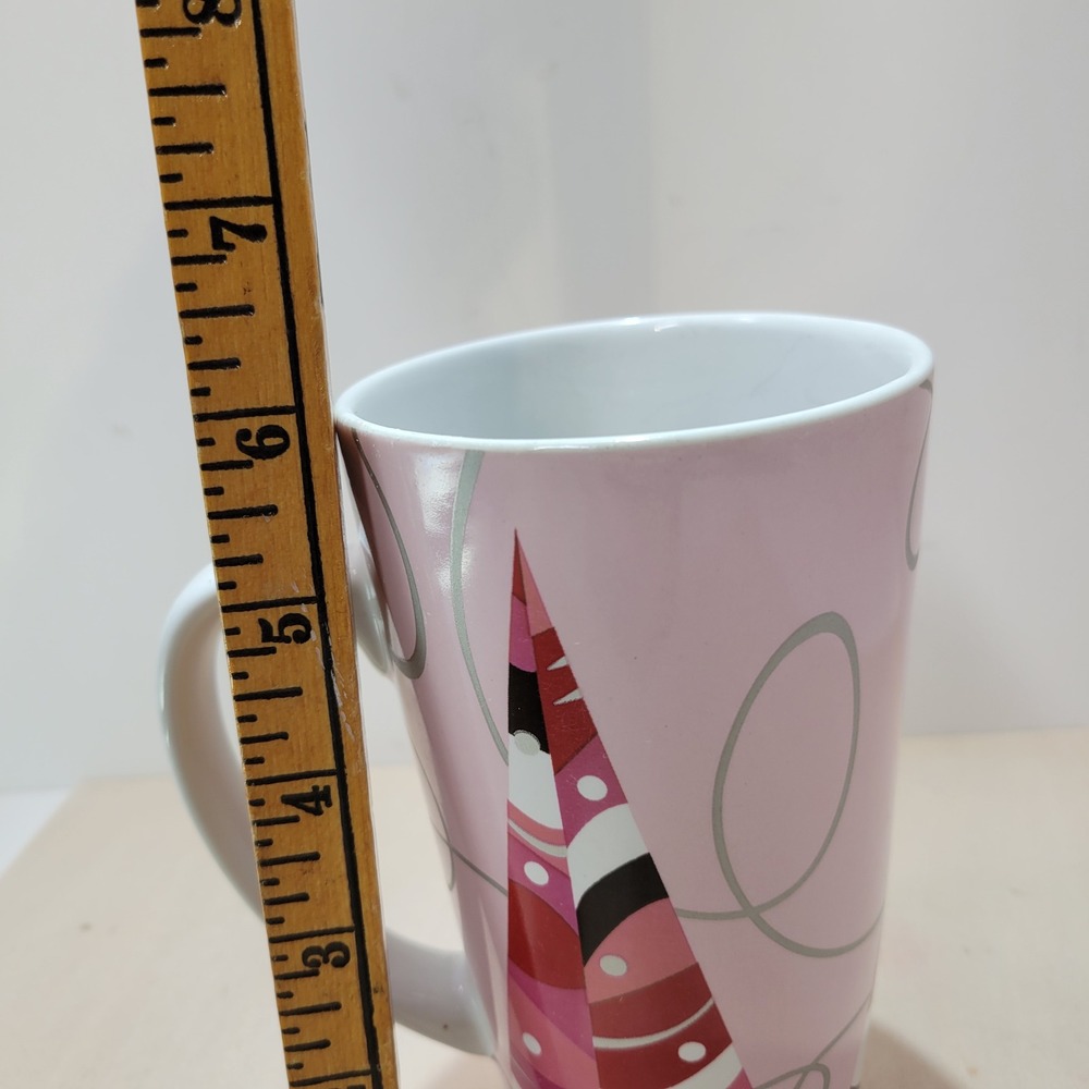 Starbucks Coffee Pink Tall Latte Mug 2004 Holiday Christmas Tree Design - Picture 8 of 8